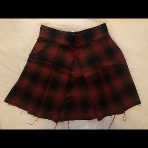 Free People High Waist Pleated Plaid Mini Skirt